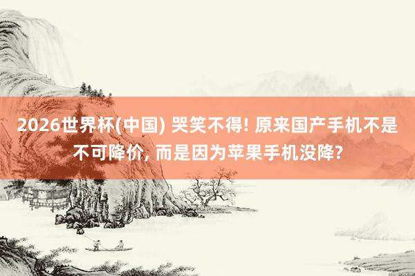 2026世界杯(中國(guó)) 哭笑不得! 原來(lái)國(guó)產(chǎn)手機(jī)不是不可降價(jià)， 而是因?yàn)樘O(píng)果手機(jī)沒(méi)降?
