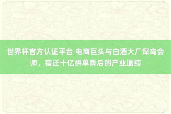 世界杯官方認(rèn)證平臺(tái) 電商巨頭與白酒大廠深宵會(huì)師，宿遷十億拼單背后的產(chǎn)業(yè)退縮