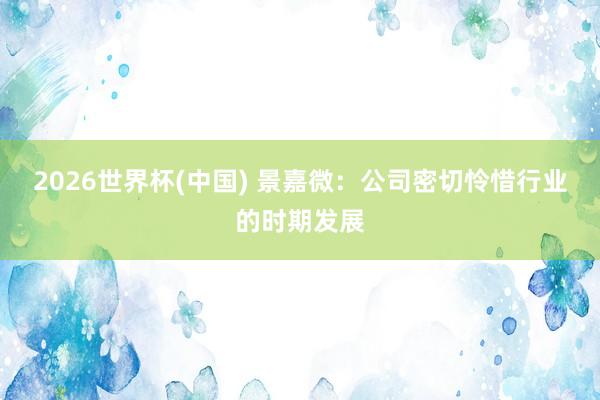 2026世界杯(中國) 景嘉微：公司密切憐惜行業的時期發展