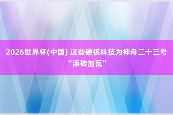 2026世界杯(中國) 這些硬核科技為神舟二十三號“添磚加瓦”
